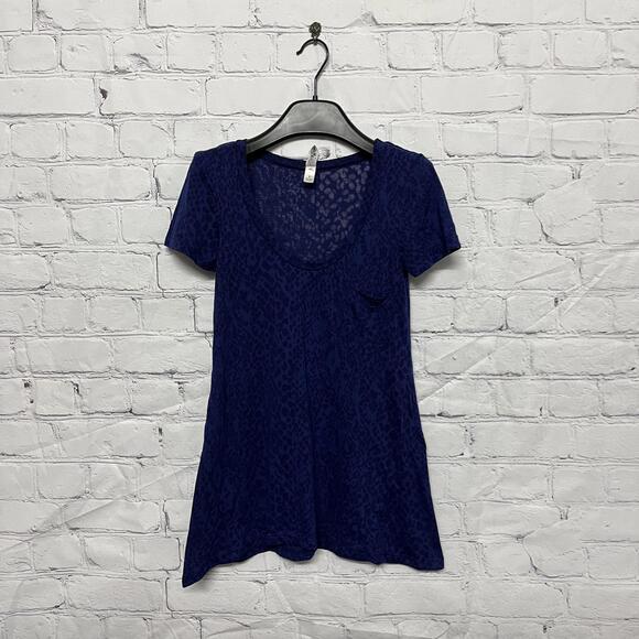 Vintage Y2K scene goth grunge purple leopard print sheer T-shirt mini dress sz S - Picture 4 of 9